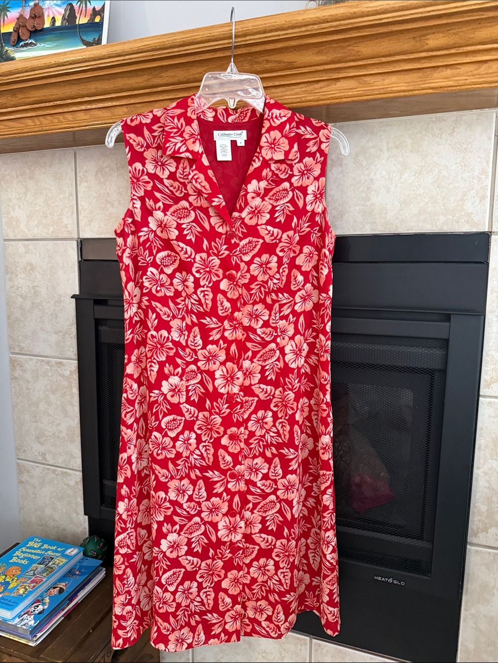 Amazing Coldwater Creek Red Floral Sleeveless Midi Dress
